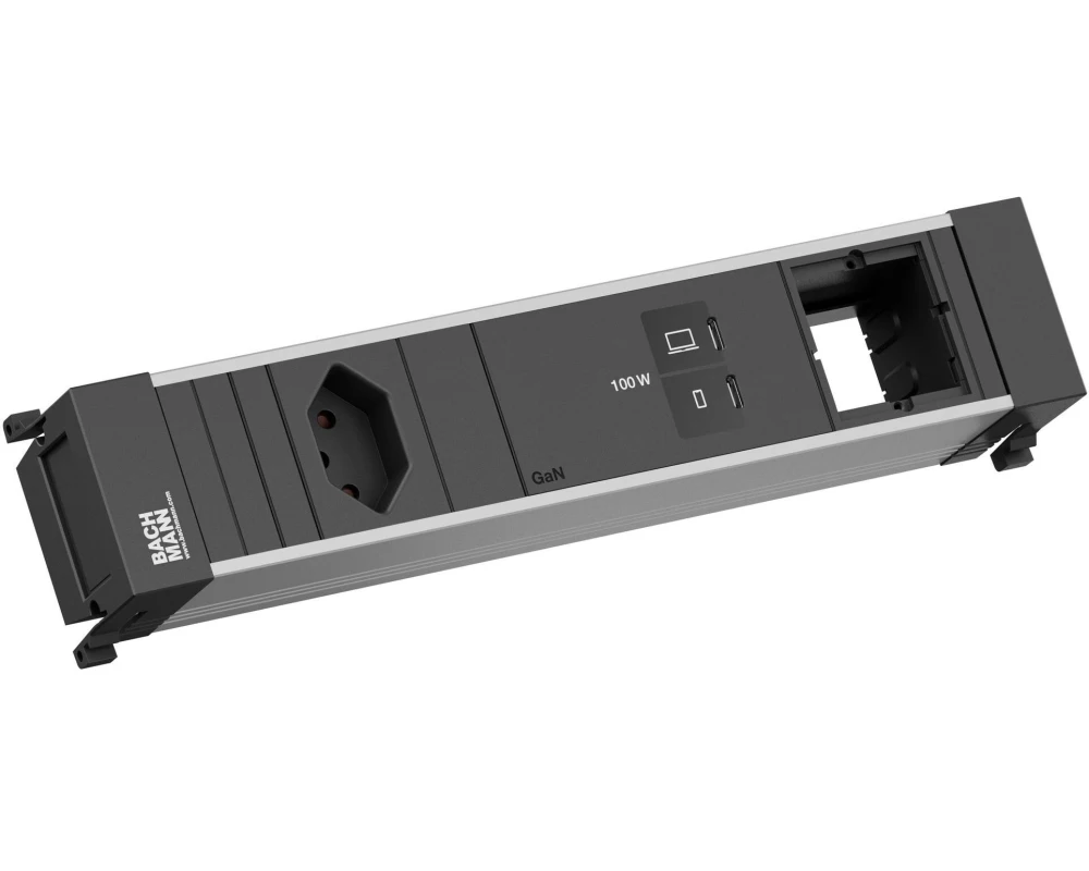 Bachmann Einbausteckerleiste POWER FRAME M 1xT13 1xUSB C/C 100W 1xCM