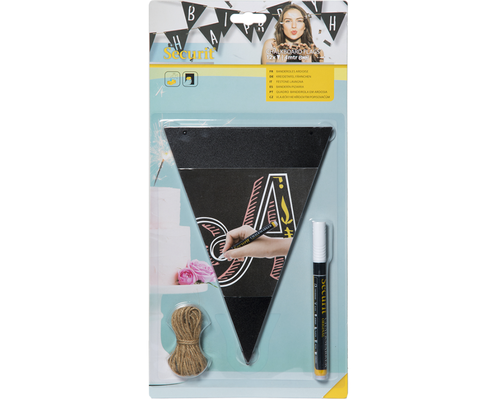 SECURIT Kreidetafel-Flaggen 4m FB-FLAG schwarz 20.8x14.5x0.1cm