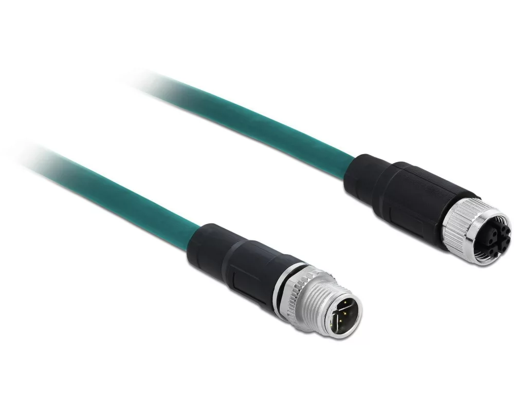 Delock Patchkabel M12-M12 Cat 6A, S/FTP, 3 m, Blau, 8Pin-X-kodiert