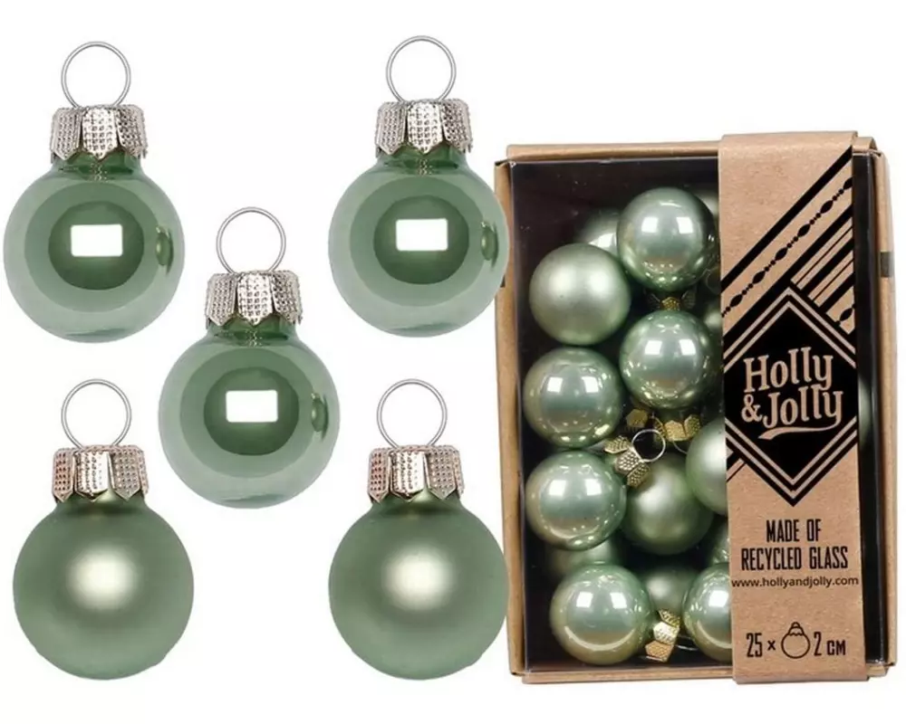 Holly & Jolly Weihnachtskugel Mild Sage Ø 2 cm, 25 Stück
