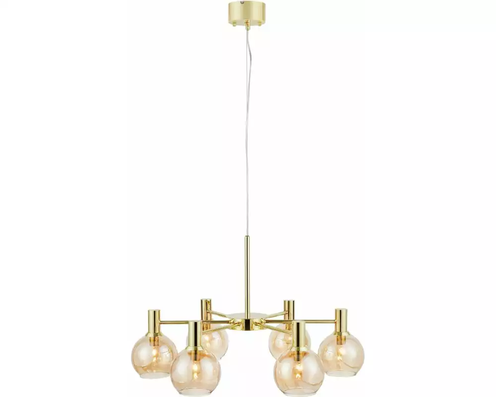 Markslöjd Pendelleuchte AMBRA 6-flammig Messing/Amber