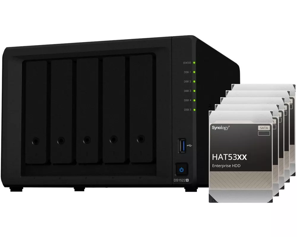 Synology NAS DiskStation DS1522+ 5-bay Synology Enterprise HDD 80 TB