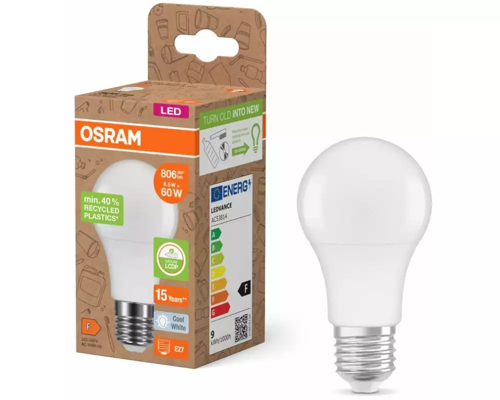 OSRAM LED PCR LAMPS WITH CLASSIC A 8.5W, E27, Neutralweiss