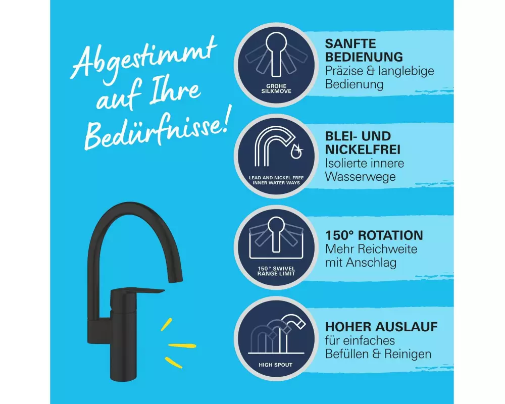 GROHE Start C-Auslauf Schwenkbar Schwarz Matt
