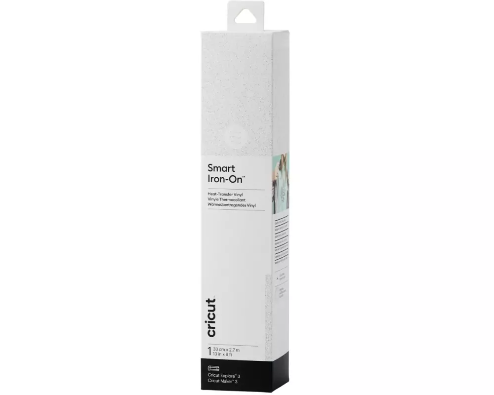 Cricut Aufbügelfolie Smart Glitter 33 x 273 cm, 1 Stück, Weiss