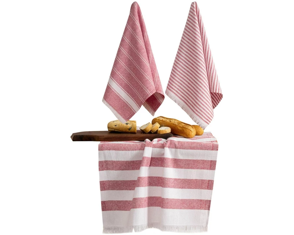 Hermia Geschirrtuch-Set Eliza Rot/Weiss