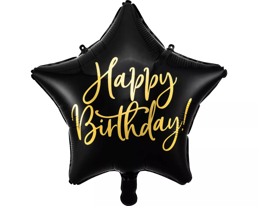 Partydeco Folienballon Happy Birthday Schwarz/Gold