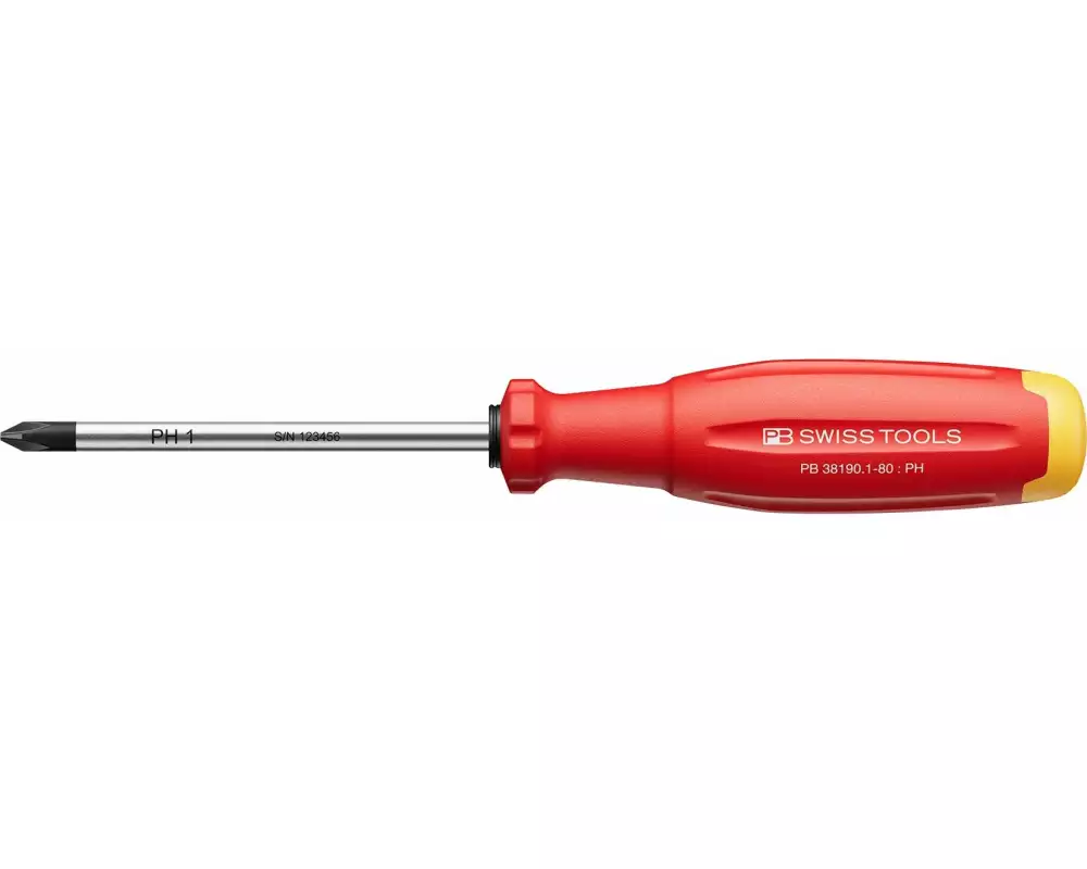 PB Swiss Tools Schraubenzieher 38190 SwissGrip Evo PH 1 x 80 mm