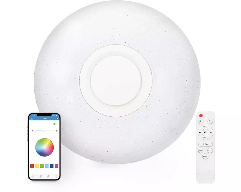 KSiX Rainbow LED-Deckenleuchte RGB 30W 2.200 lm 40 cm Weiss