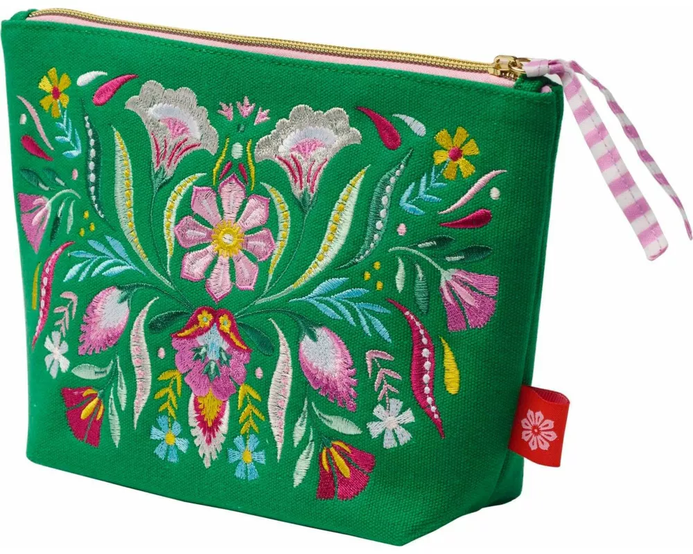 Fiesta del Sol Accessoirestasche bestickt, 18 x 24 cm, grün