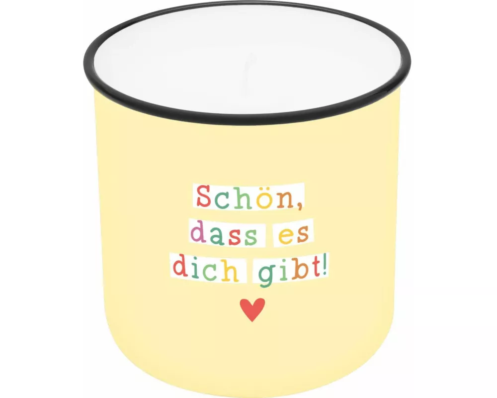 Lieblingskerze in Emailleoptik Motiv "Schön, dass es dich gibt"