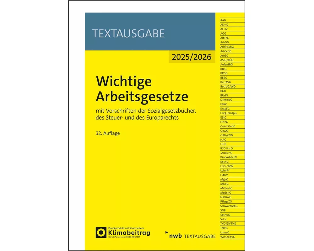 Wichtige Arbeitsgesetze