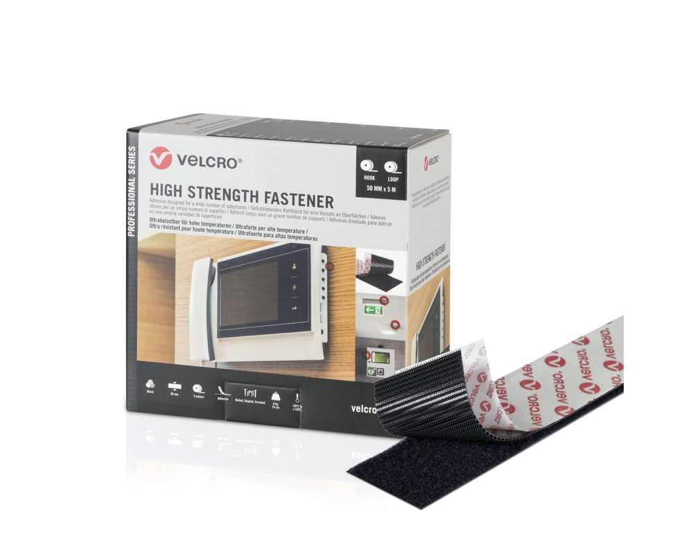 VELCRO High Strength Fastener 5m Hakenband 5m Flauschband, Haken & Flausch 50mm schwarz