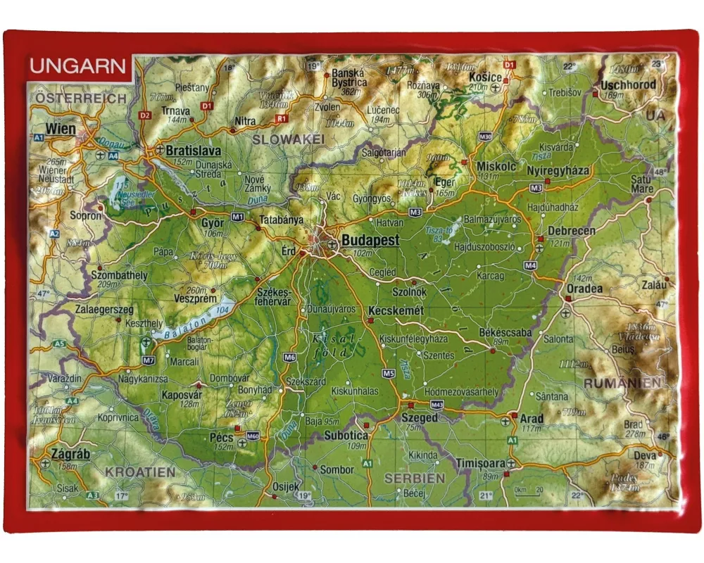 Reliefpostkarte Ungarn