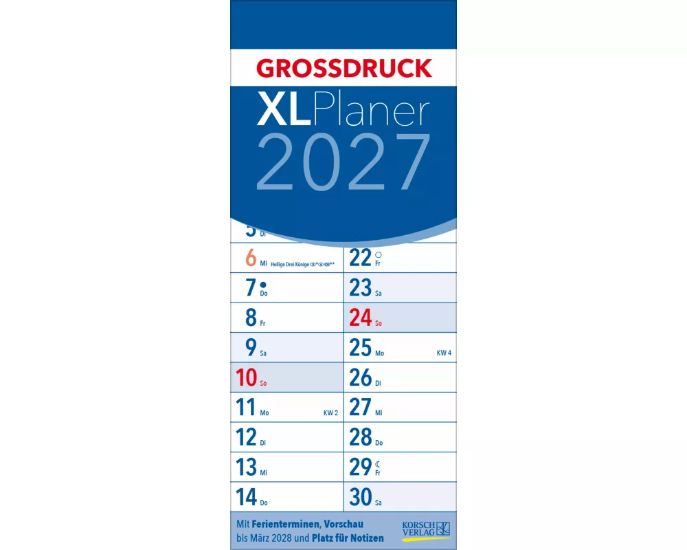 XL Planer Großdruck 2027