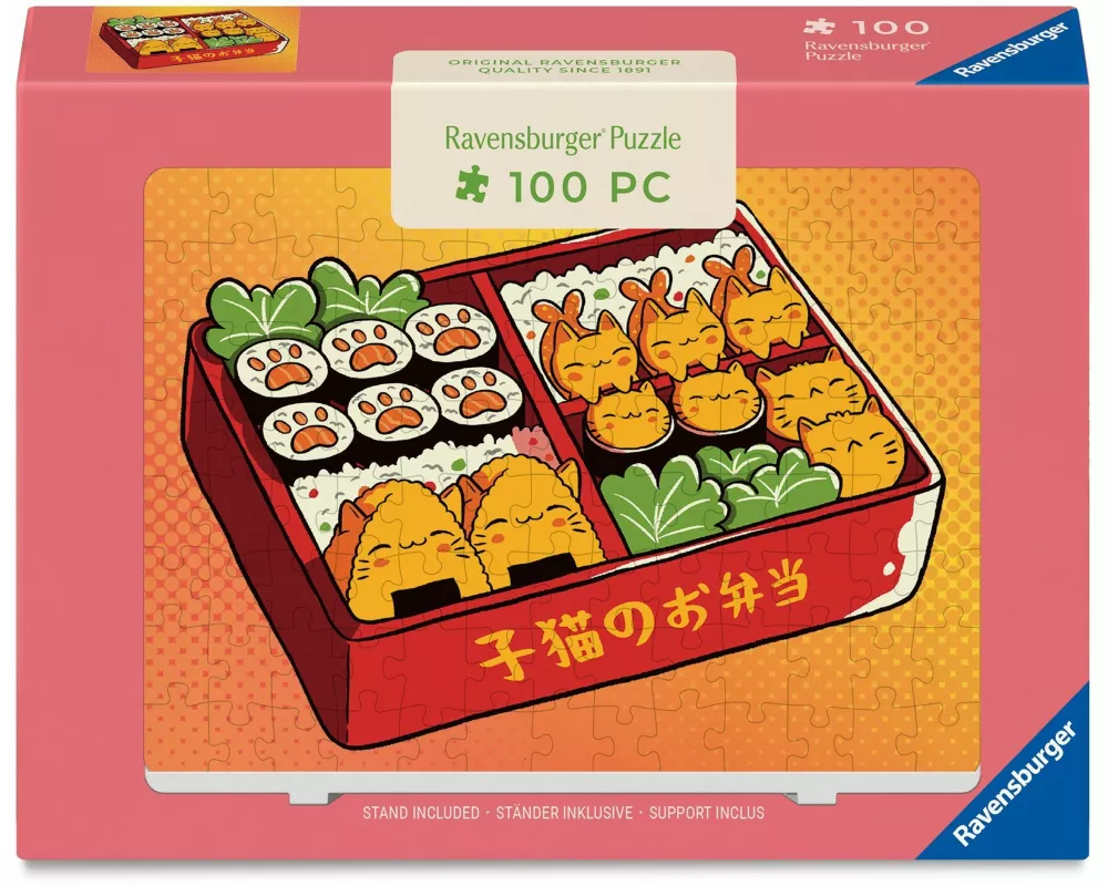 Minipuzzle 100 Teile - Kawaii-Kätzchen in Bento-Box