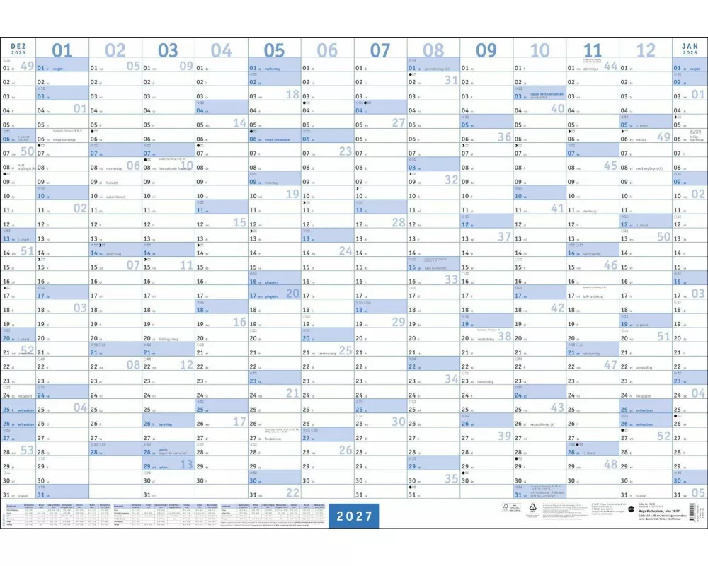 Mega-Posterplaner, blau 2027