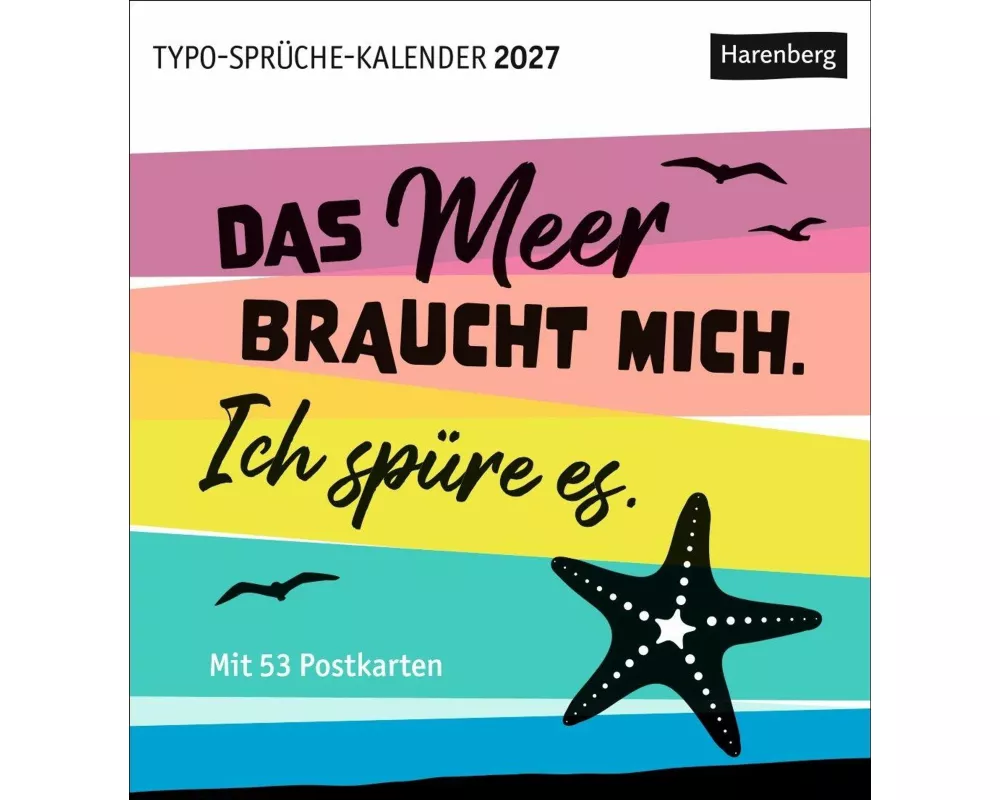 Typo-Sprüche-Kalender Postkartenkalender 2027 - Wochenkalender mit 53 Postkarten