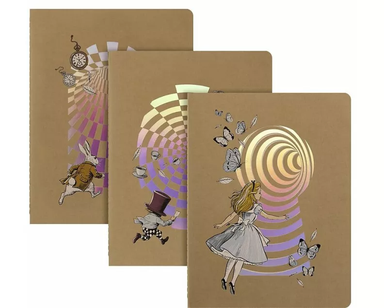 Moleskine Alice im Wunderland Cahier XL (3er-Set), liniert, weicher Einband