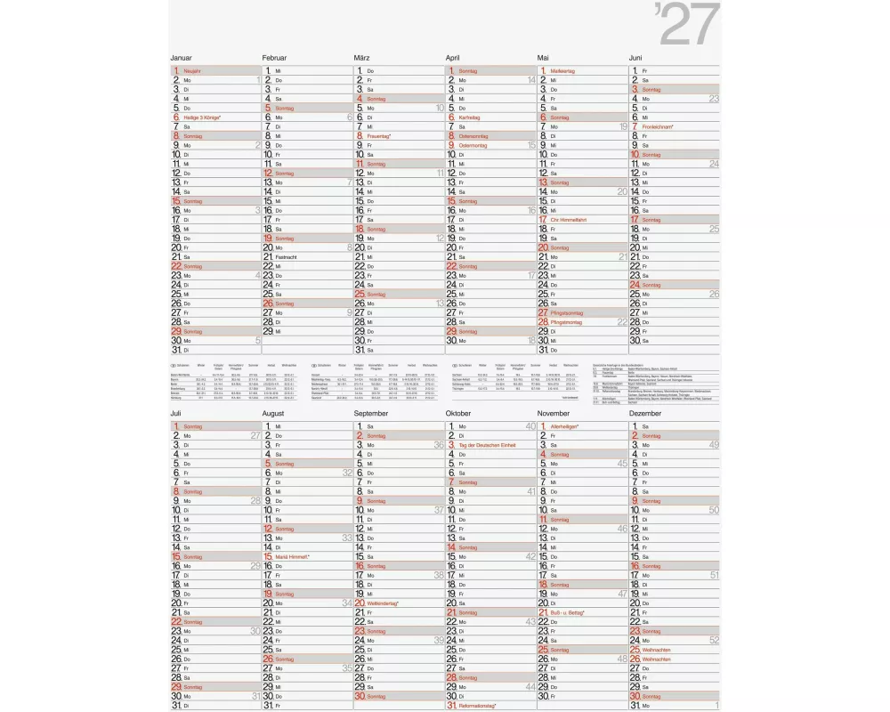 rido/idé 7033665007 Plakatkalender Mod. Vertikal 2027 700×900 mm