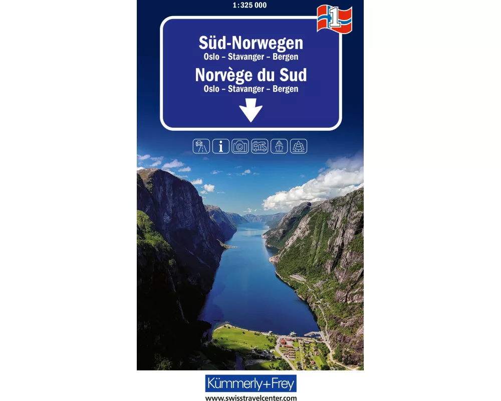 Kümmerly+Frey Regional-Strassenkarte 1 Süd-Norwegen 1:325.000