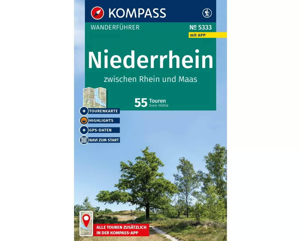 KOMPASS Wanderführer Niederrhein, zwischen Rhein und Maas, 55 Touren mit Extra-Tourenkarte