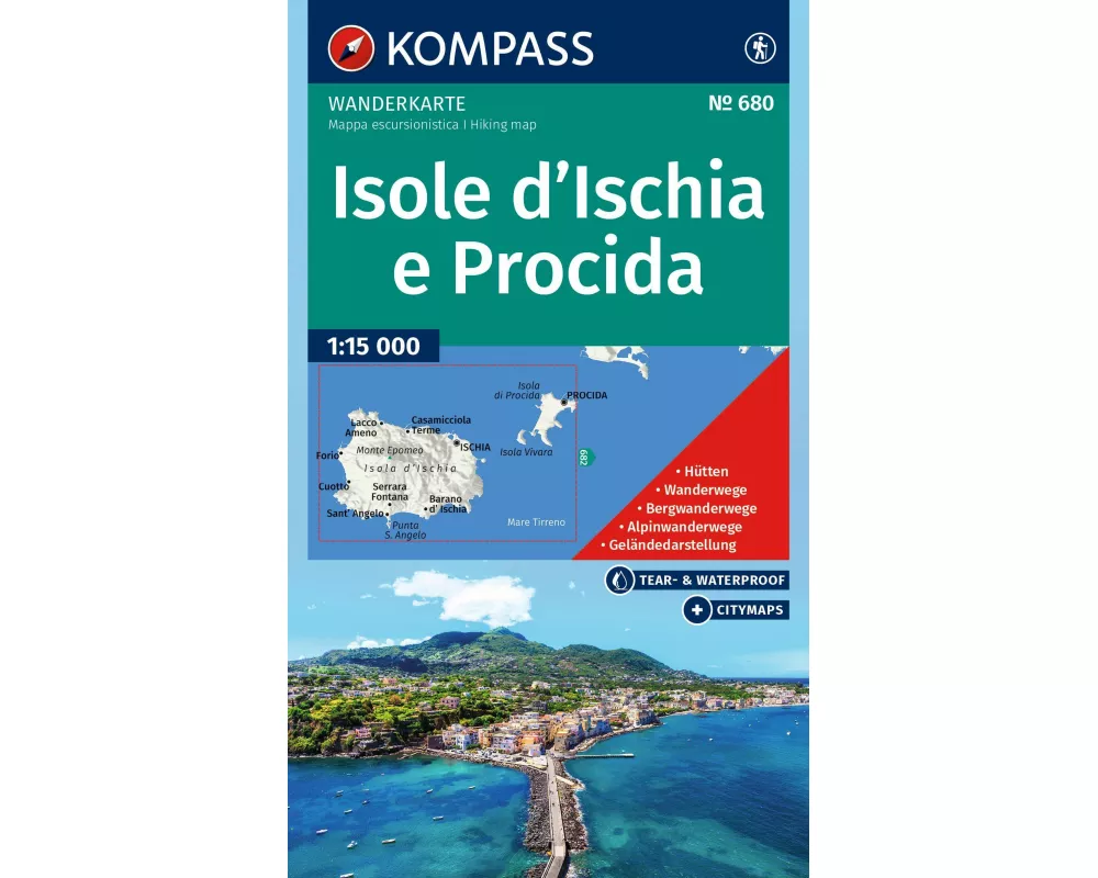 KOMPASS Wanderkarte 680 Isole d' Ischia e Procida 1:15.000