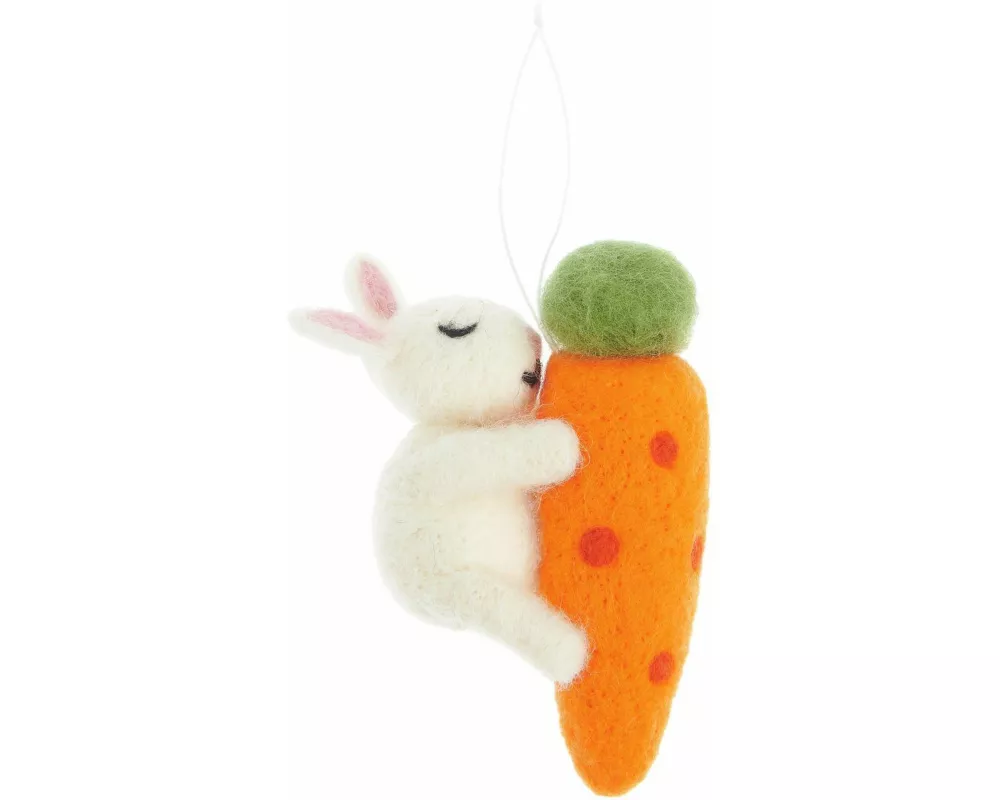Aufhänger Filz-Hase auf Möhre 10,7 x3,8 x 7,8cm
