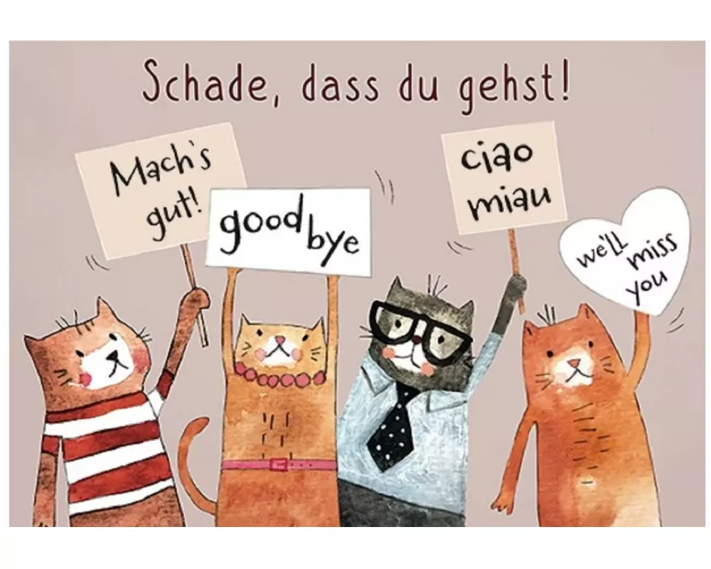 Cart Abschiedskarte Katzen mit Geldschein-Tasche 12 x 17 cm