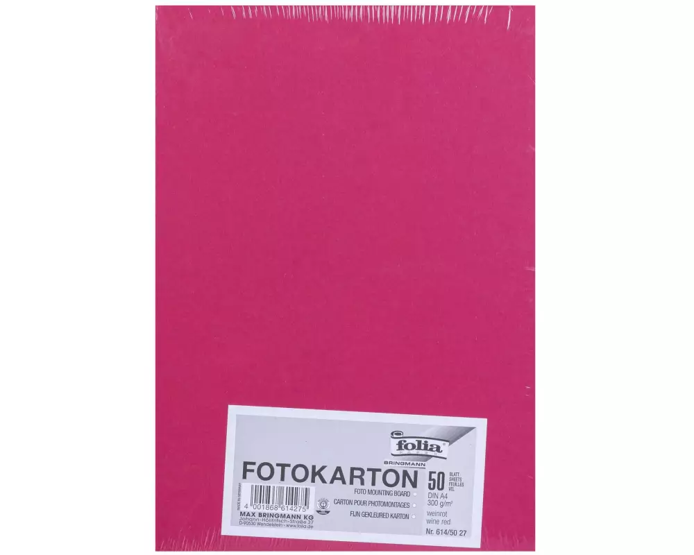 Folia Fotokarton A4, 300 g/m², 50 Blatt, Weinrot