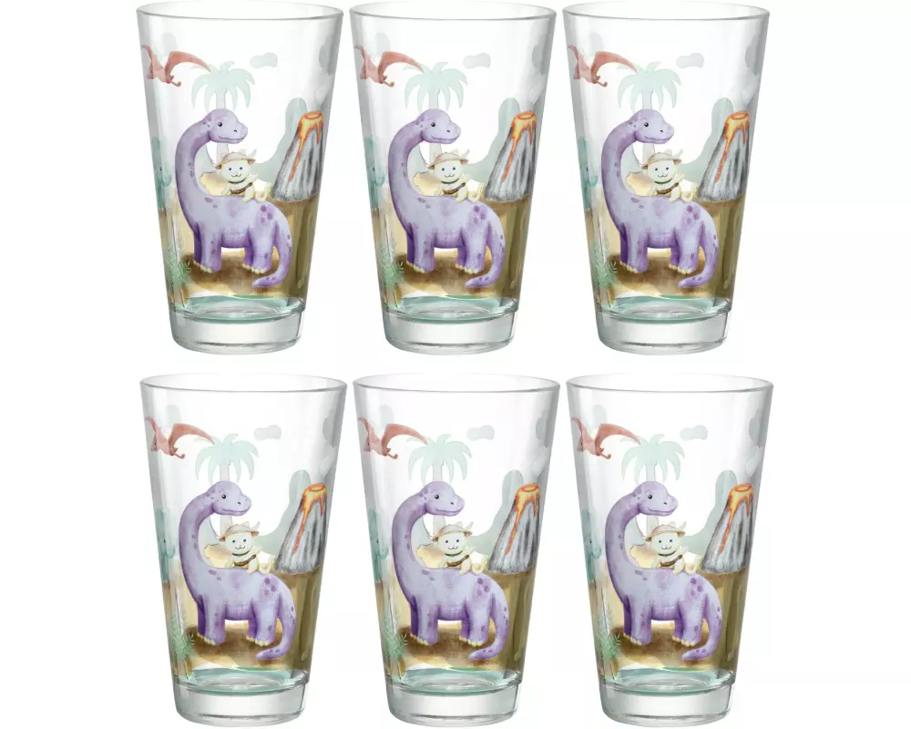 Leonardo Kindertrinkglas Avventura 300 ml, 6 Stück, Dinosaurier