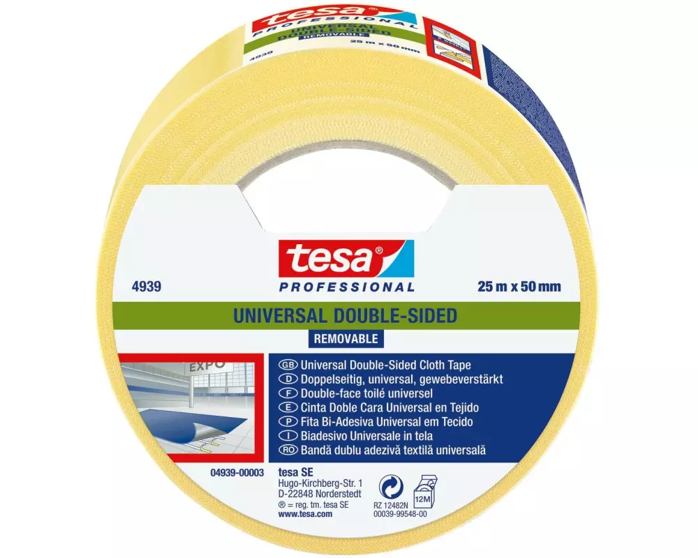 tesa Universal Removable 04939-00003-11 50 mm x 25 m, Weiss