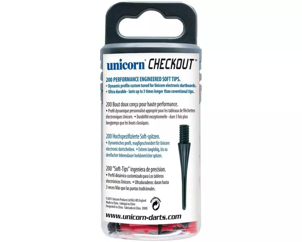 Unicorn CHECKOUT SOFT TIPS - Schwarz / Rot, 200 Stk.