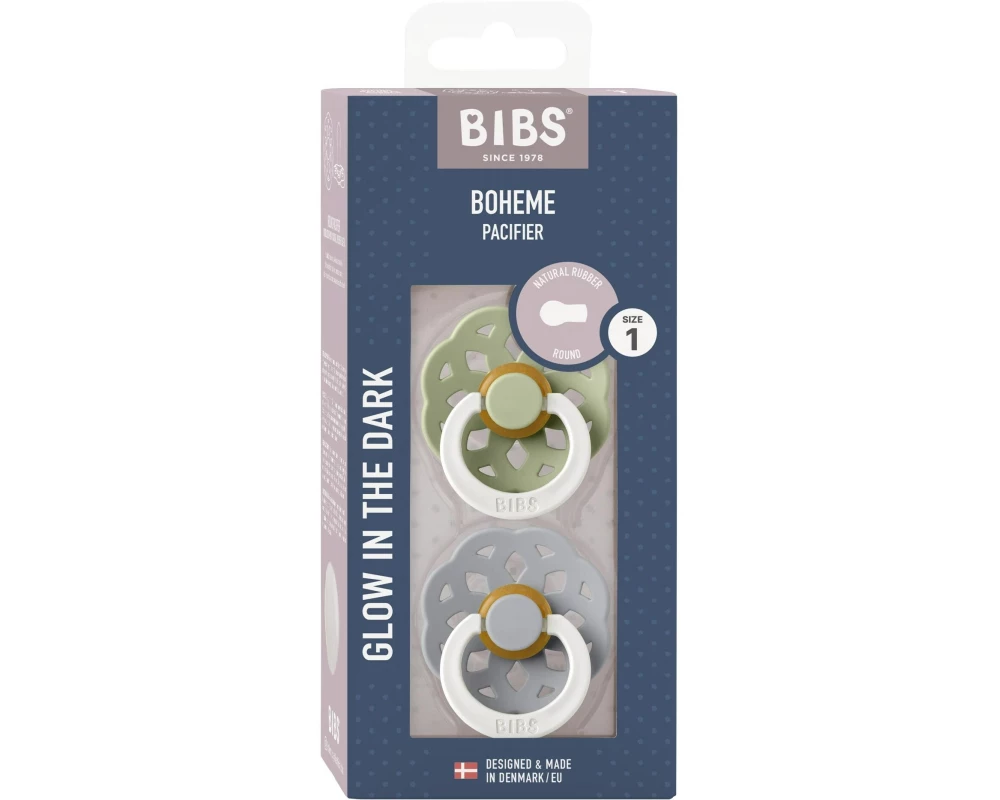 Bibs Boheme Naturlatex, Salbei, Wolke, Glow