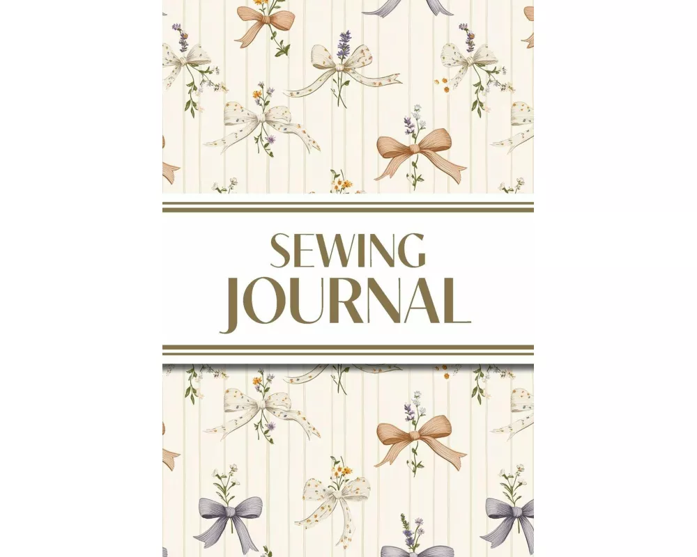 Sewing Journal (Orange and Purple Bows with Wildflowers on Cream Background)
