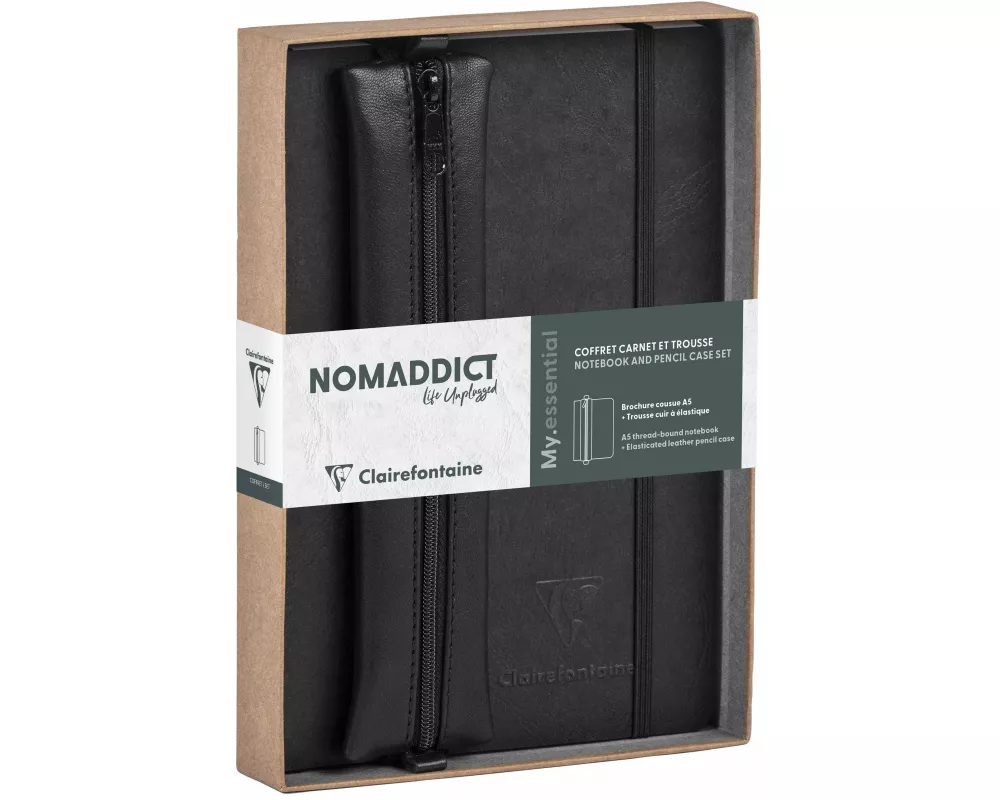 Age Bag, Set Nomaddict, Notizbuch A5 My.essential liniert + Federmäppchen, schwarz