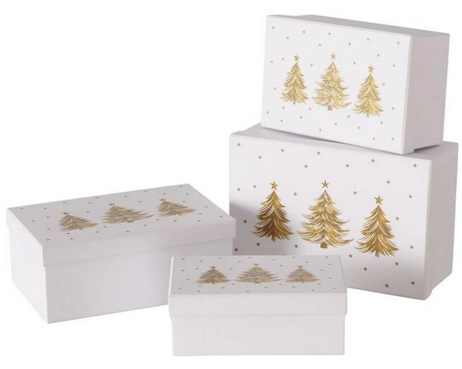 Boltze Geschenkbox Stella 4-teilig, Gold/Weiss