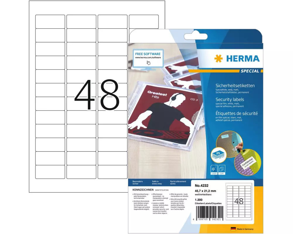 HERMA Sicherheits-Etiketten 4232 45.7 x 21.2 mm