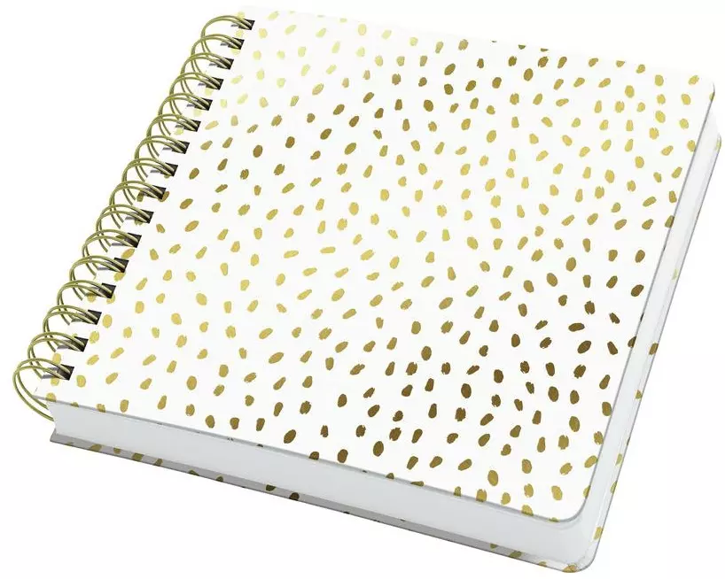Jolie Spiral-Notizbuch Golden Rain, 23.4x21.5cm,Blanko,Gold/Weiss