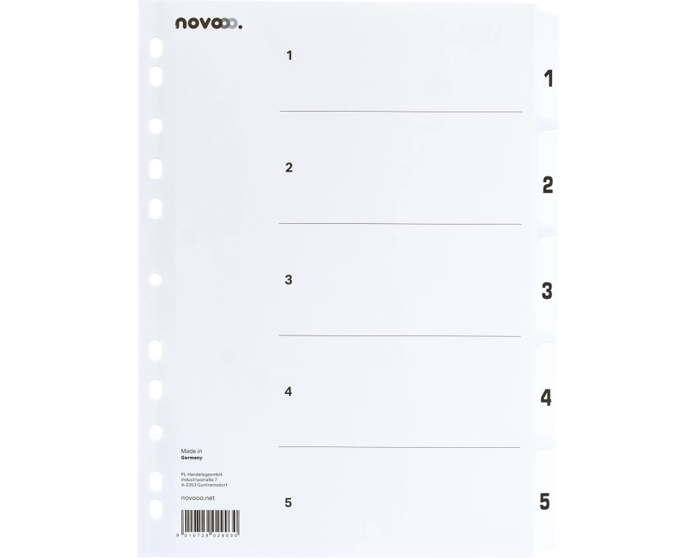 NOVOOO Kartonregister A4 40624 weiss 1-5