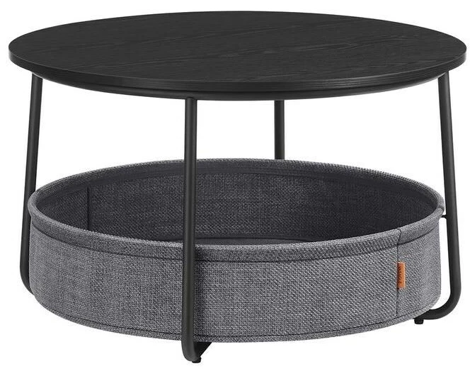 VASAGLE Couchtisch 75 x 45 cm, Grau/Schwarz