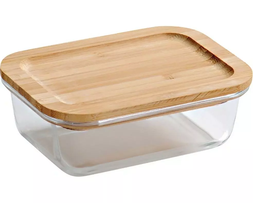 Kesper Vorratsdose Borosilikatglas Bambusdeckel eckig 0.5 l