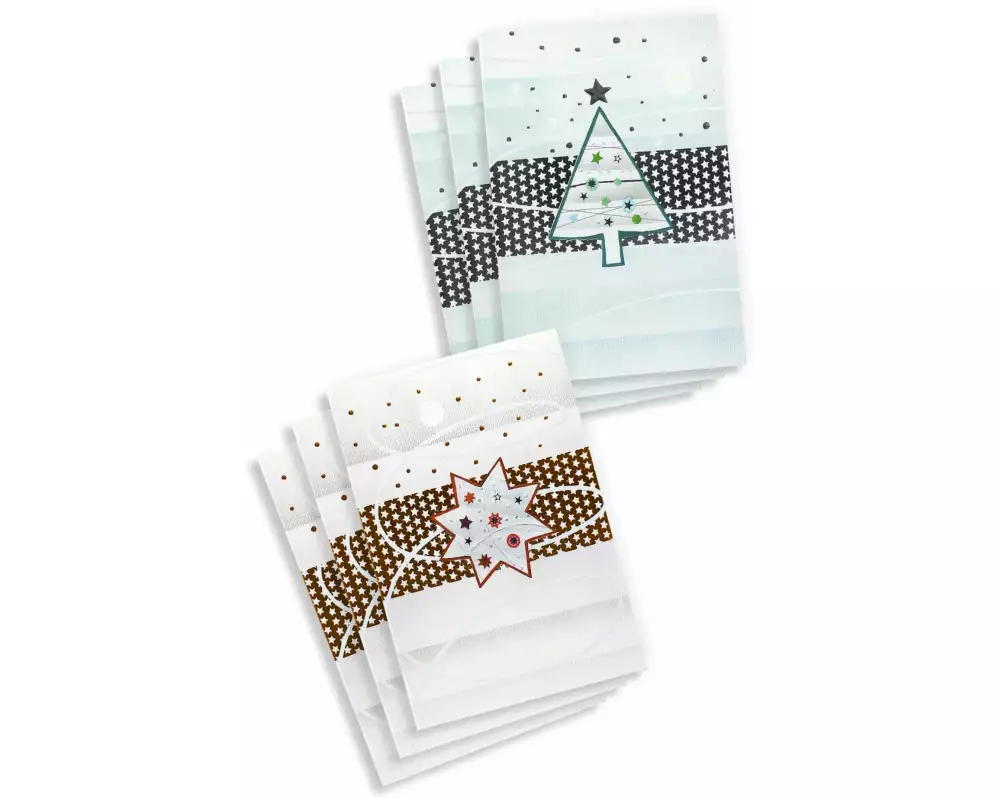 ABC Weihnachtskarte Stern und Tanne 10.1 x 15 cm, 6 Stück