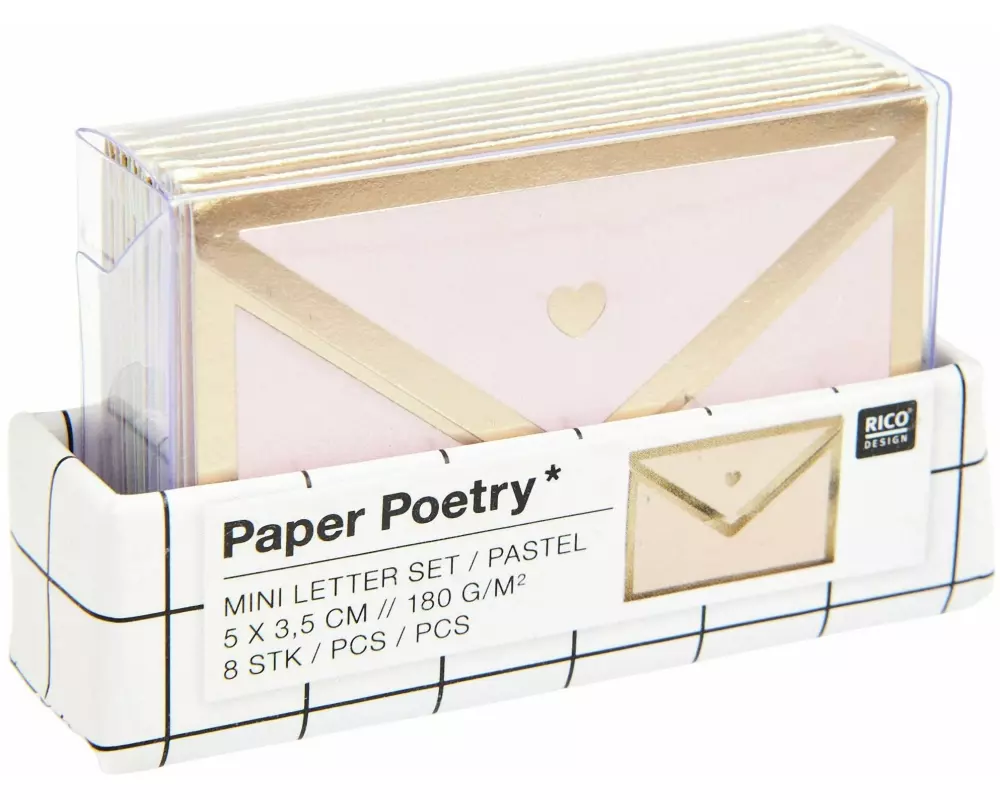 Rico Design Mini Letter Set Pastell 5 x 3.5 cm, 8 Umschläge