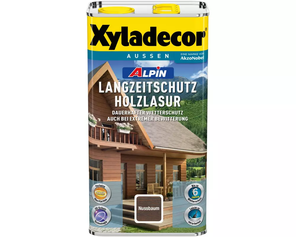 Xyladecor Holzlasur Alpin Langzeitschutz, Nussbaum, 5 L