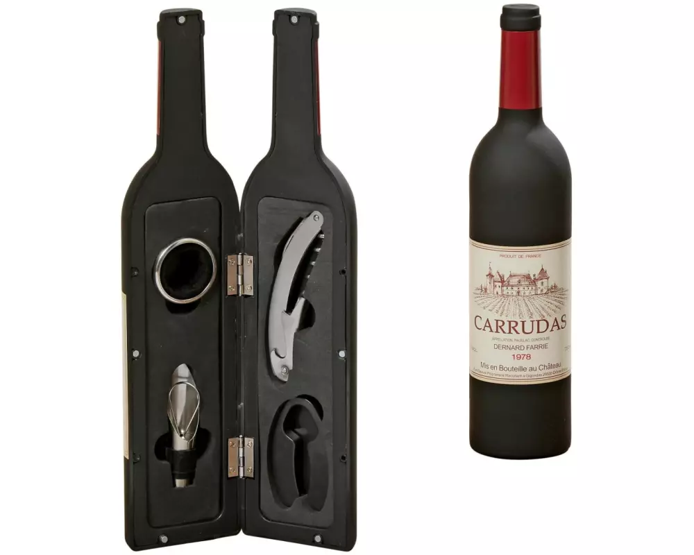 Boltze Wein-Set Bottle 1 Stück, Schwarz