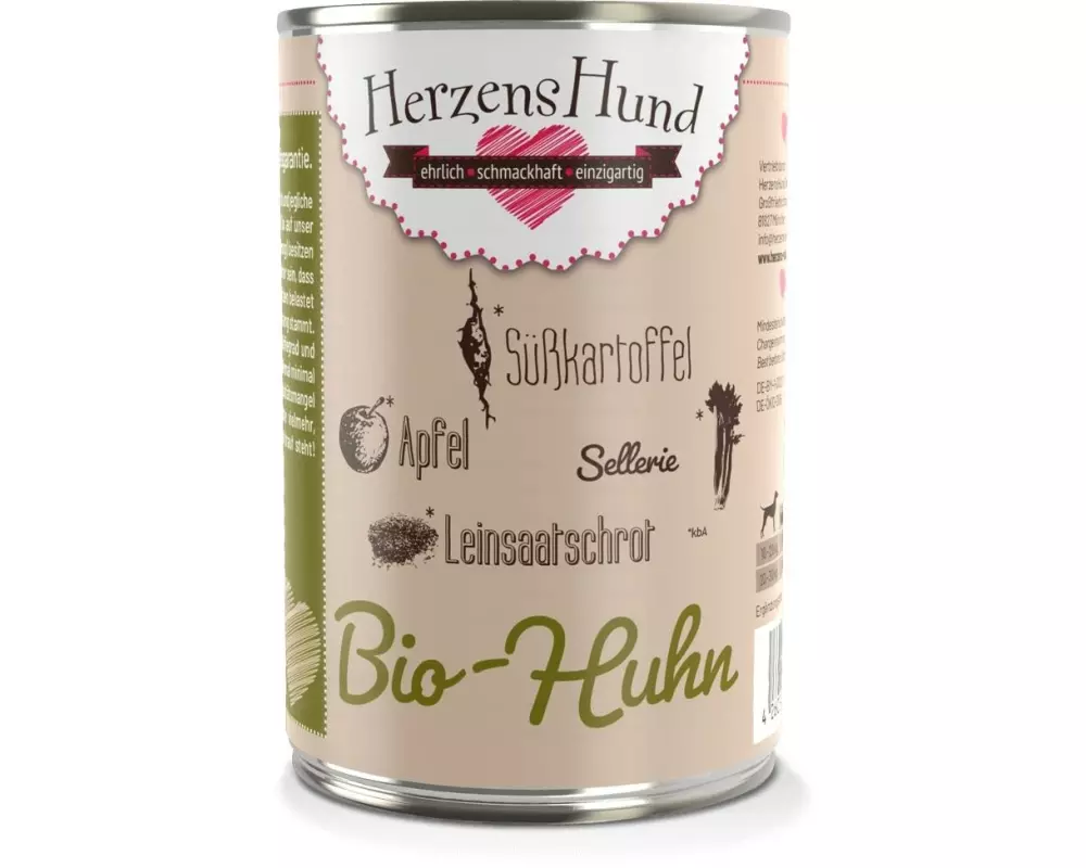 HerzensHund Nassfutter Bio-Huhn mit Bio-Gemüse, 400 g