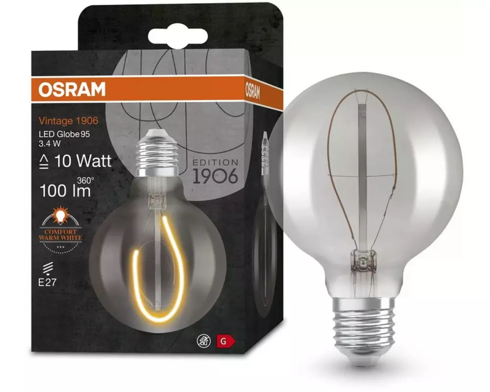 OSRAM Lampe Vintage 1906 Globe 95 10, 3.4W, E27, Warmweiss (WW)