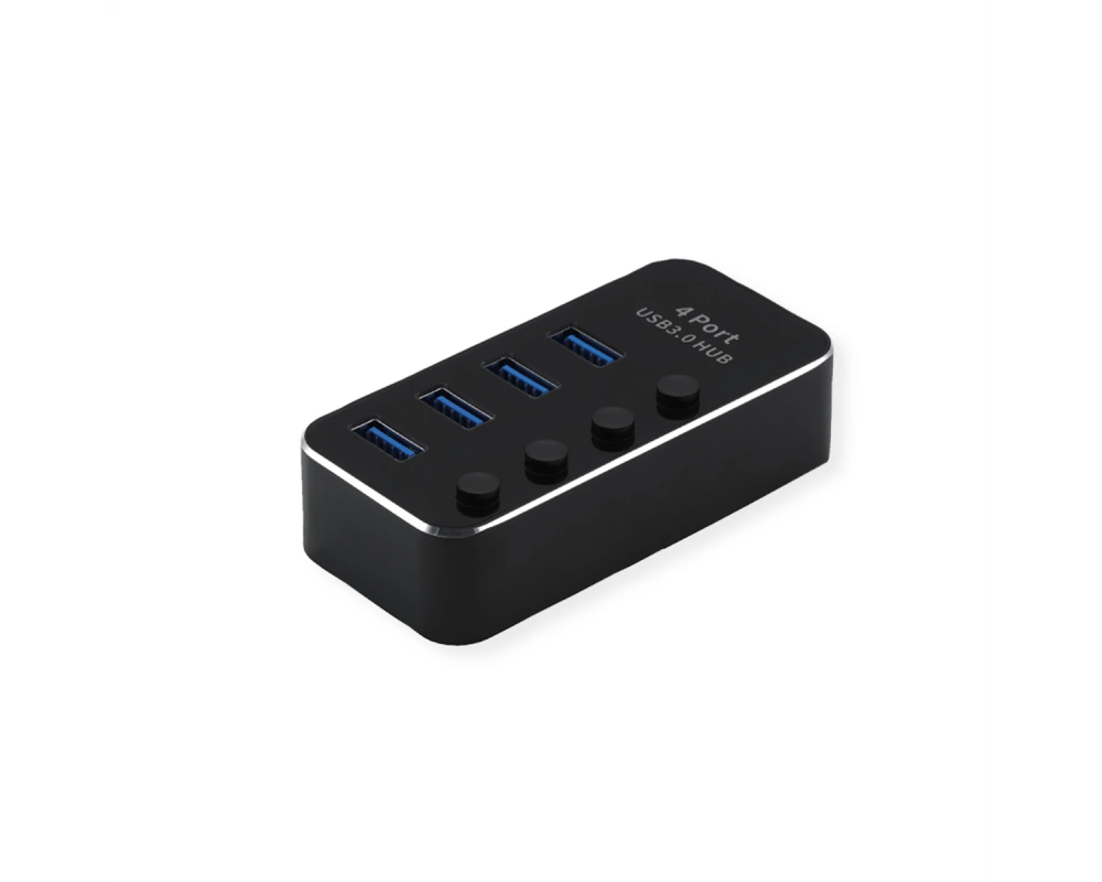 ROLINE USB 3.2 Gen 1 Notebook Hub, 4 Ports, einzeln schaltbar, schwarz