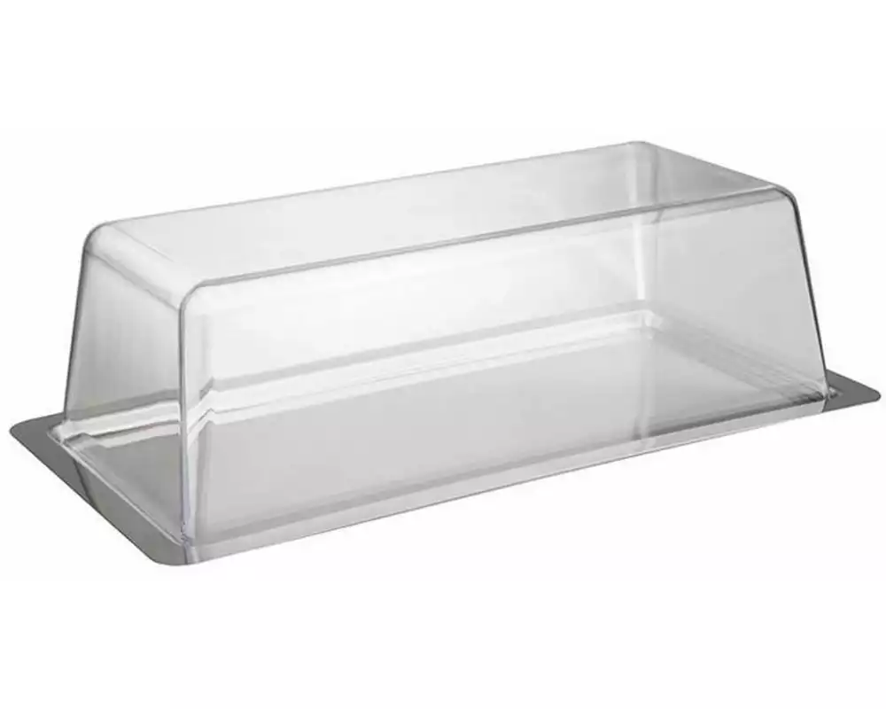 APS Königskuchenplatte 33 x 17 x 10 cm, Silber/Transparent